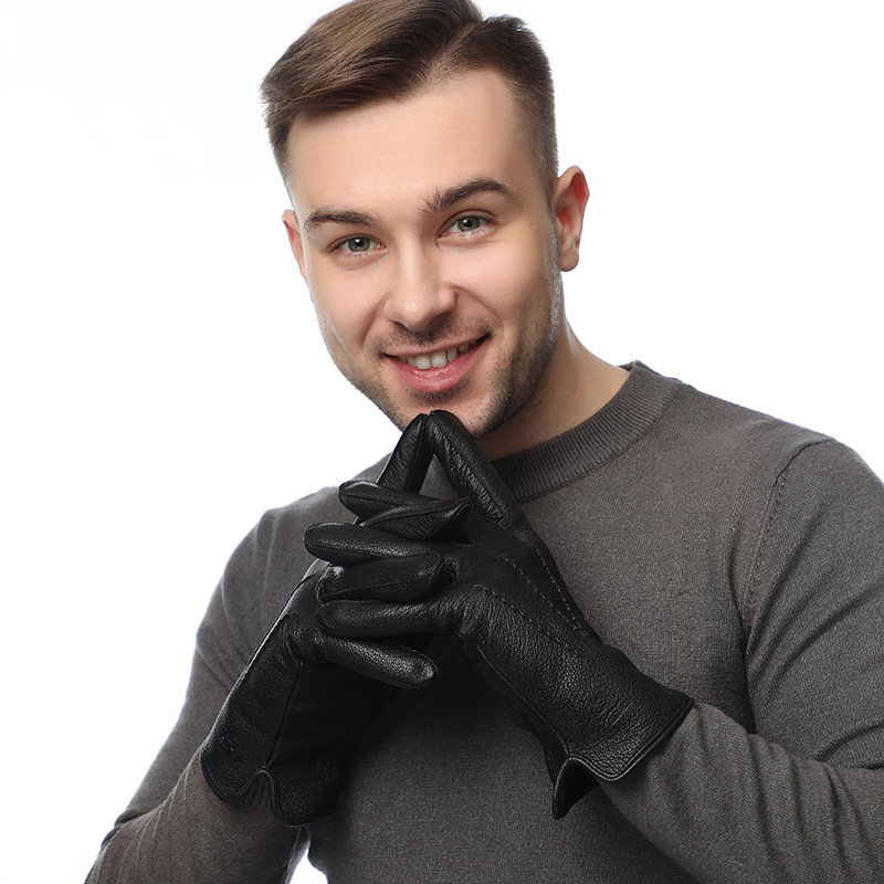 Wool Glove Lined - قفازات رجالية مبطنة بالصوف من جلد