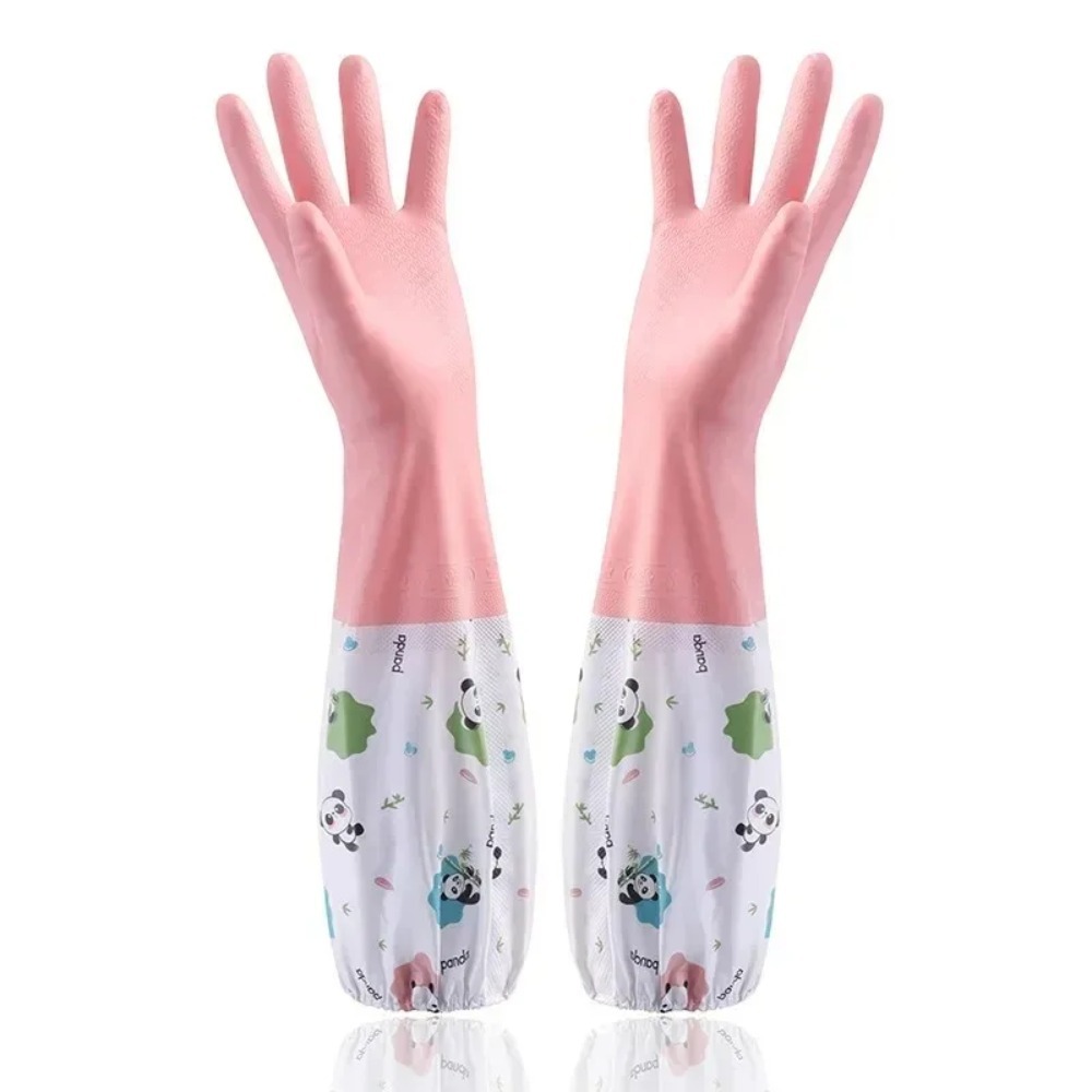 Dish Glove Rubber - قفازات مطاطية مقاومة للماء للنساء، طويلة